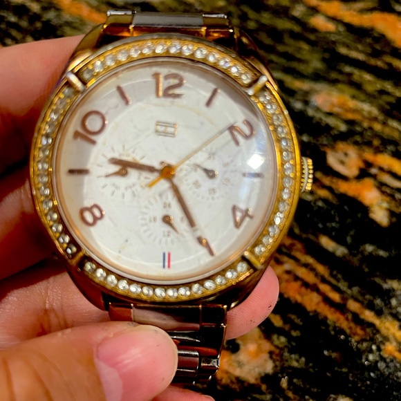 Tommy Hilfiger Accessories - Tommy Hilfiger. Big round watch with glitter stones around it.
